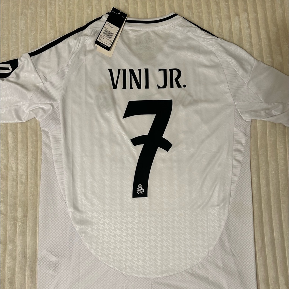 adidas White Soccer Jersey with Black Accents( VINI JR. 7)